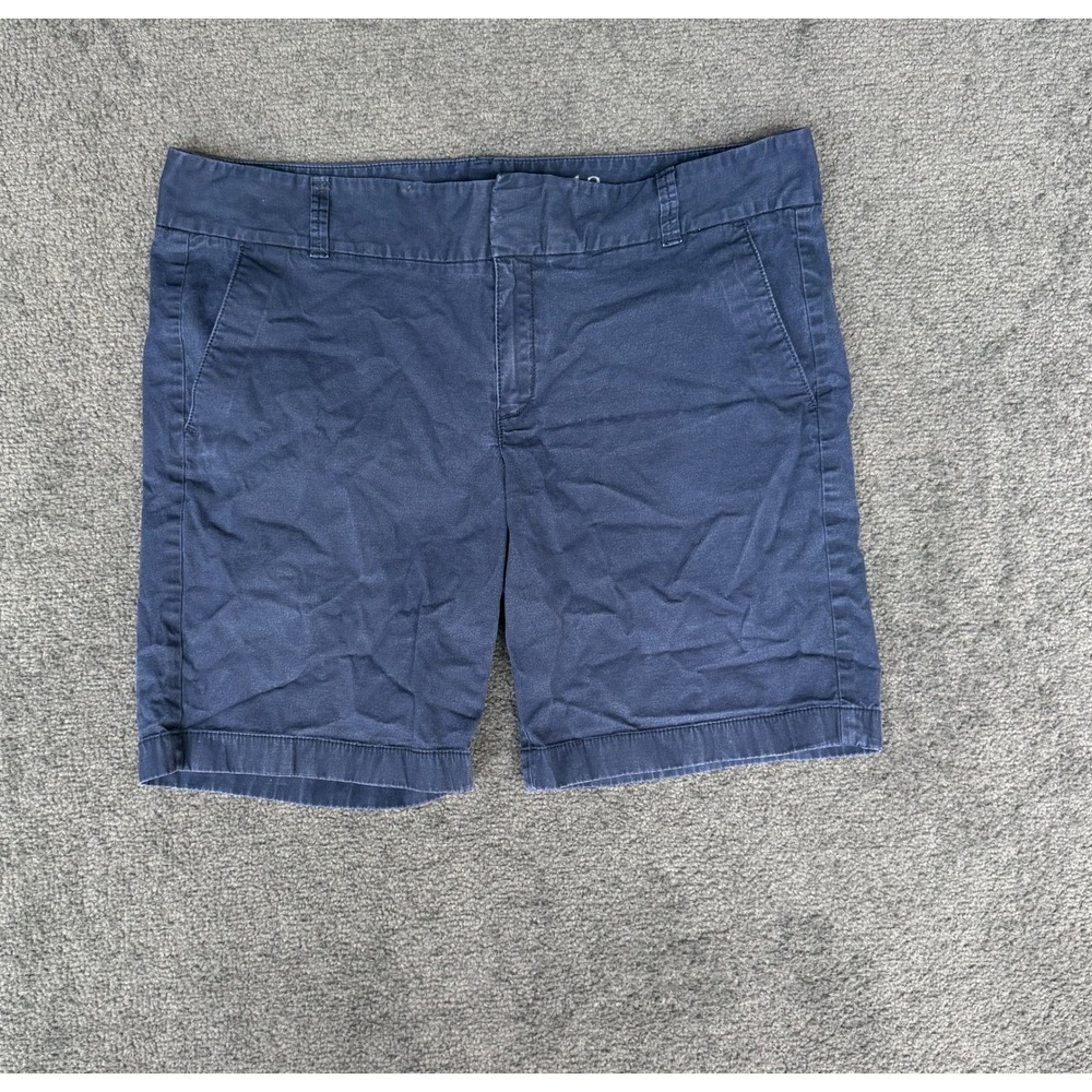 J.Crew Frankie Stretch Chino Shorts Navy Blue Size 12 C0812 Mid Rise 7 Inseam